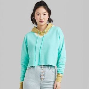 3for$20 NWT Women's Cropped Hoodie Wild Fable Aqua Blue Tie-Dye SELECT YOUR SIZE